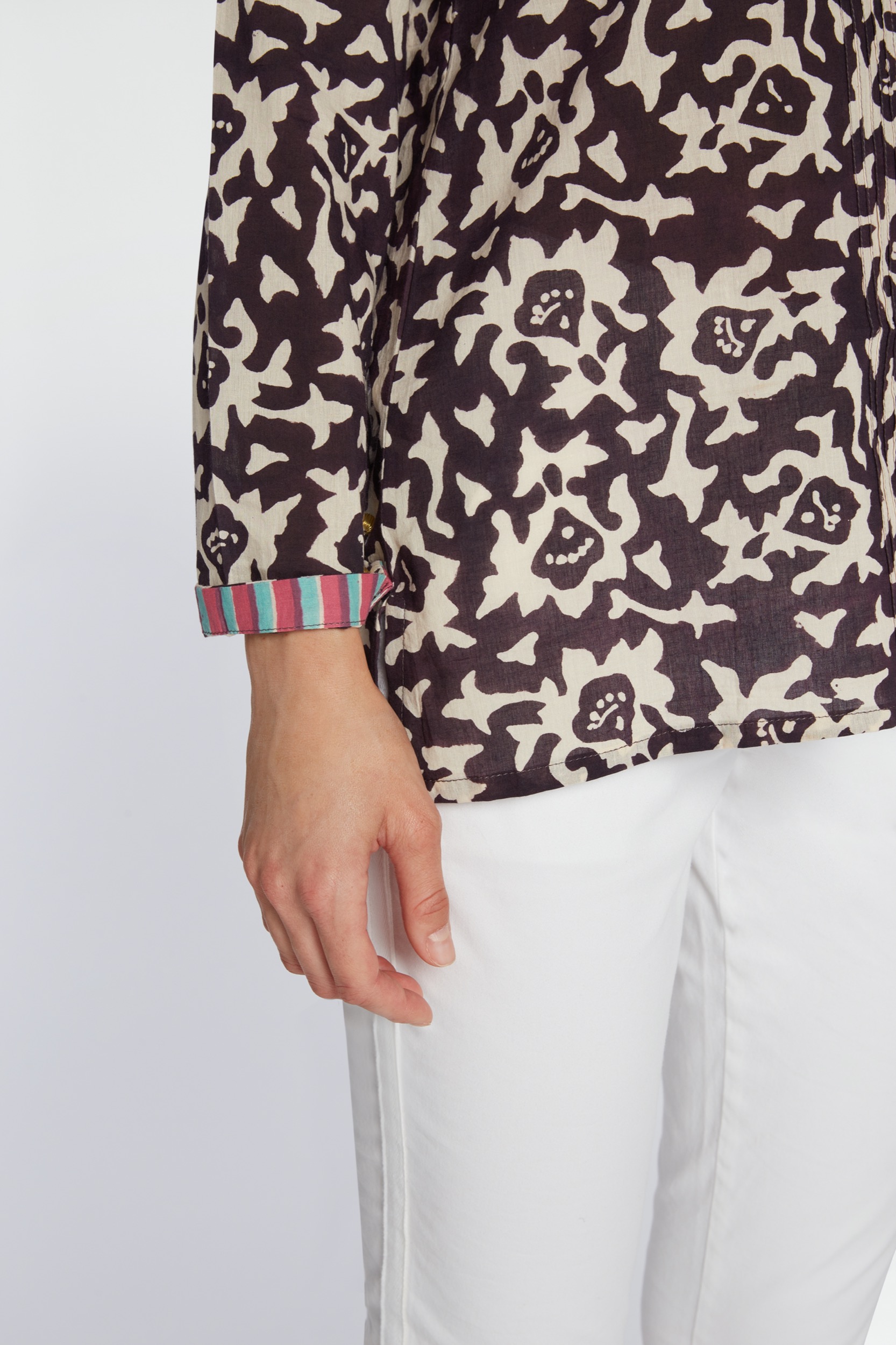rashmi shirt--arabesque design natural coffee 