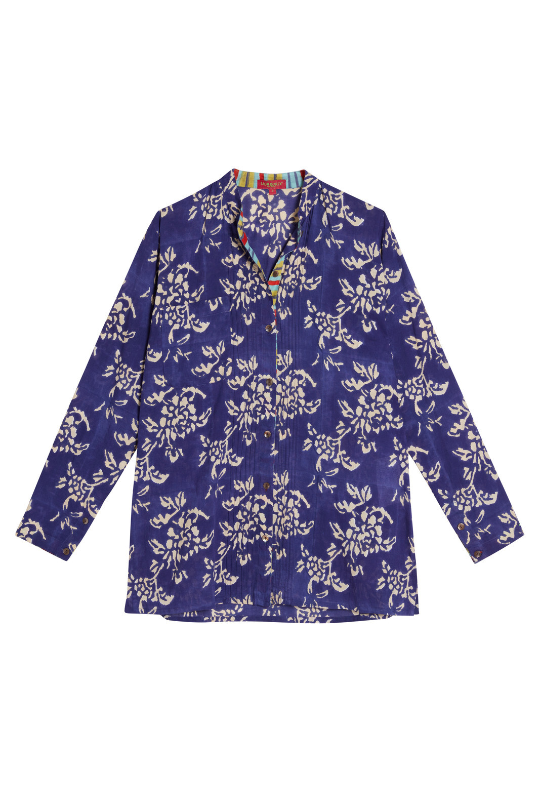 rashmi shirt--kandem flower royal blue