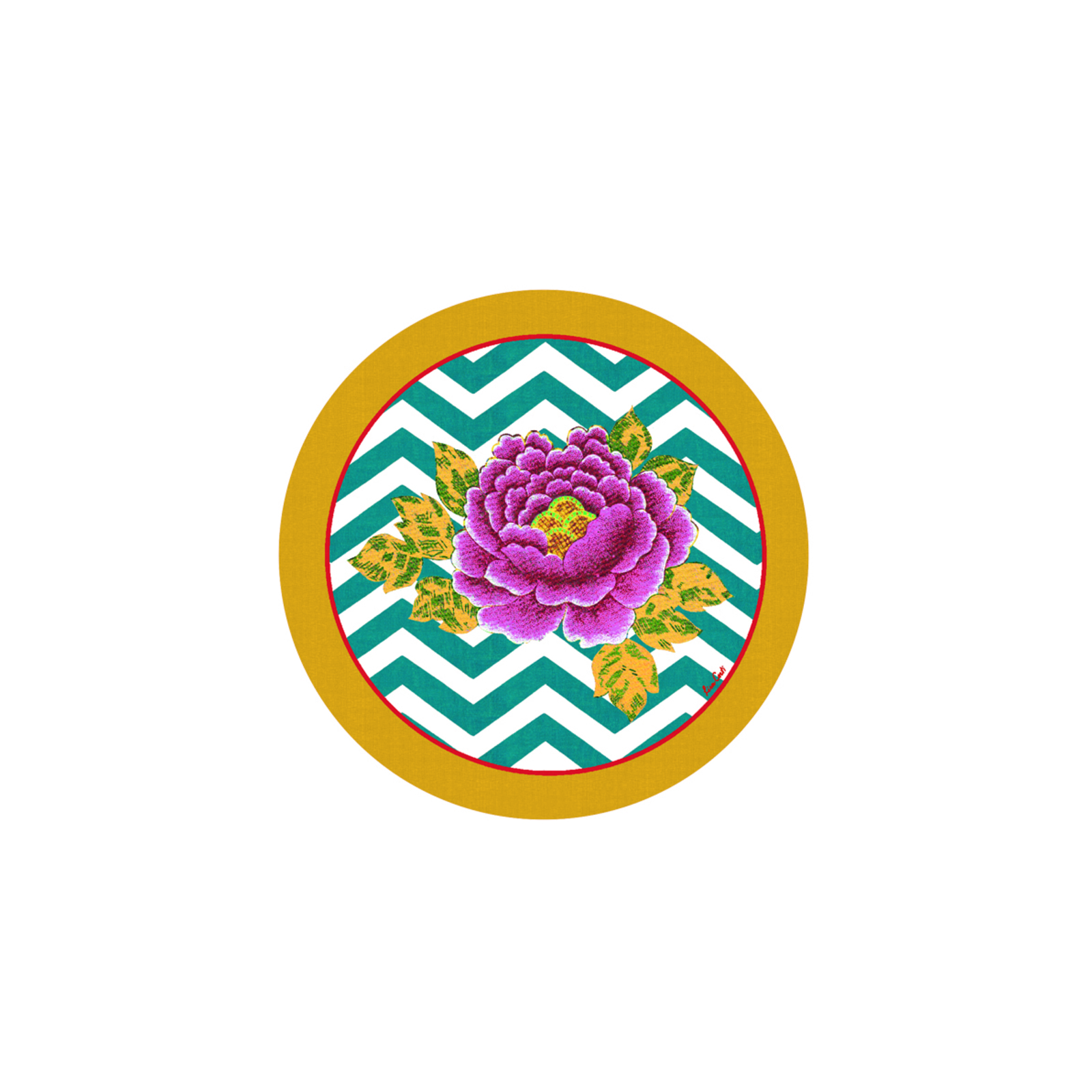 coaster 9,5cm--glory zig zag peacock