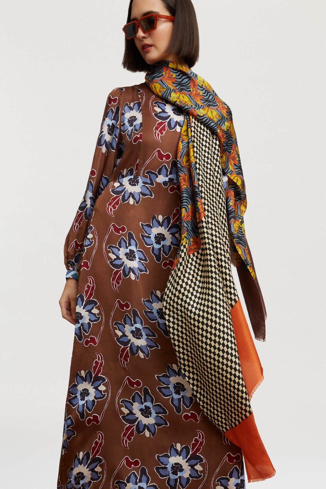 silk scarf 100x200cm--eve tulip grey blue 