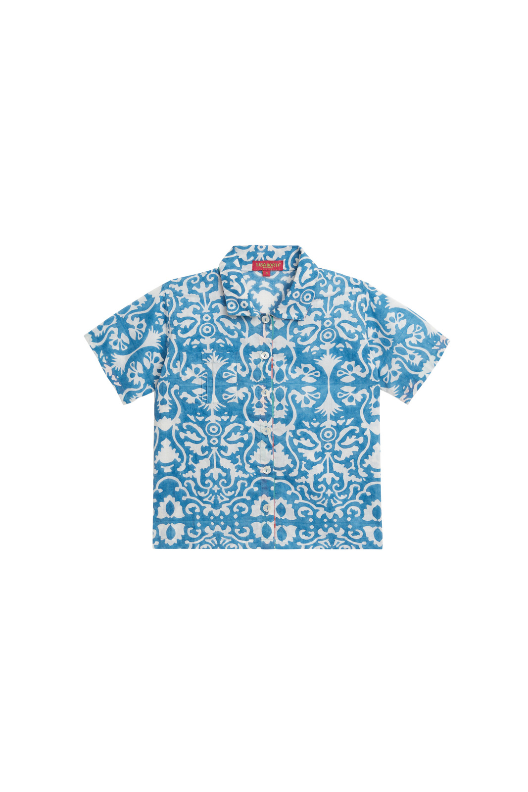 pietro shirt--damask design white blue 