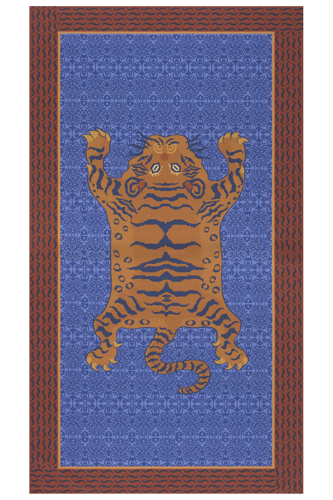 telo cotone 180x350cm--tibetan tiger celeste blue