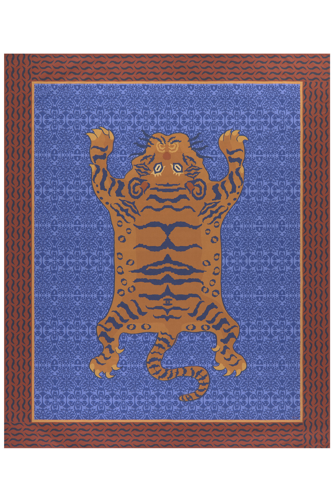 cotton cloth 220x270cm--tibetan tiger celeste blue