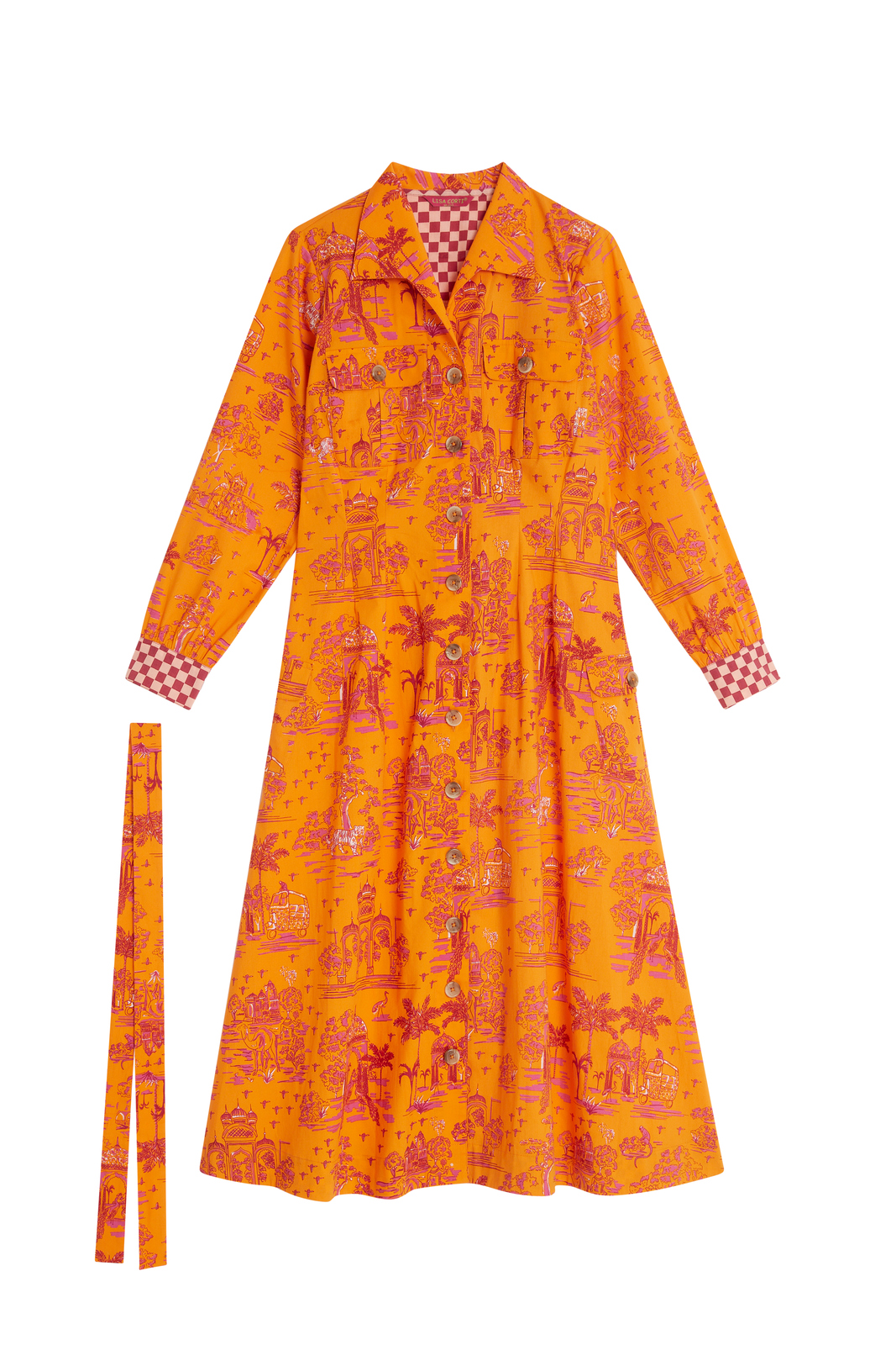 saharian dress--toile de jouy orange
