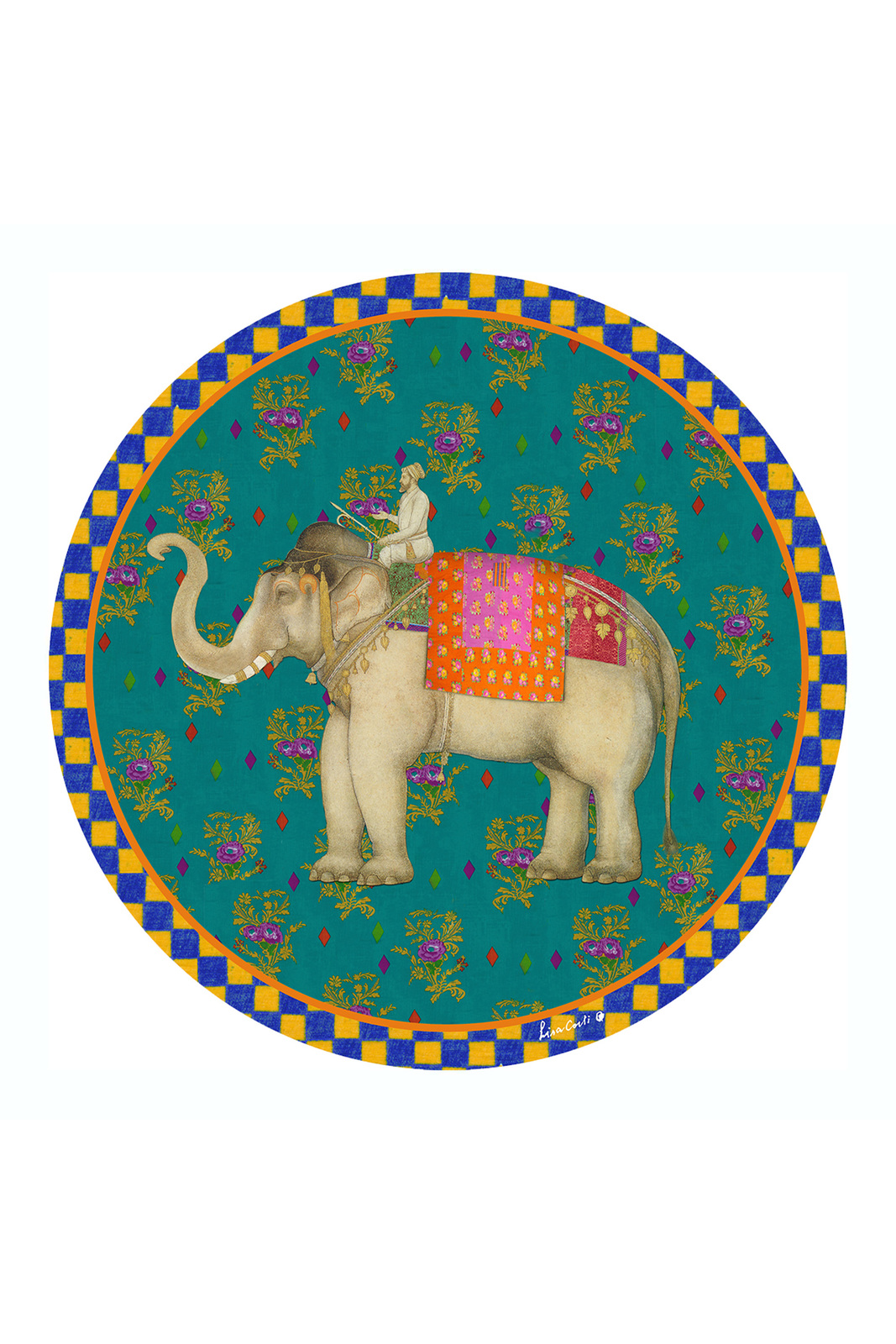 masonite placemat 34cm-- elephant peacock 