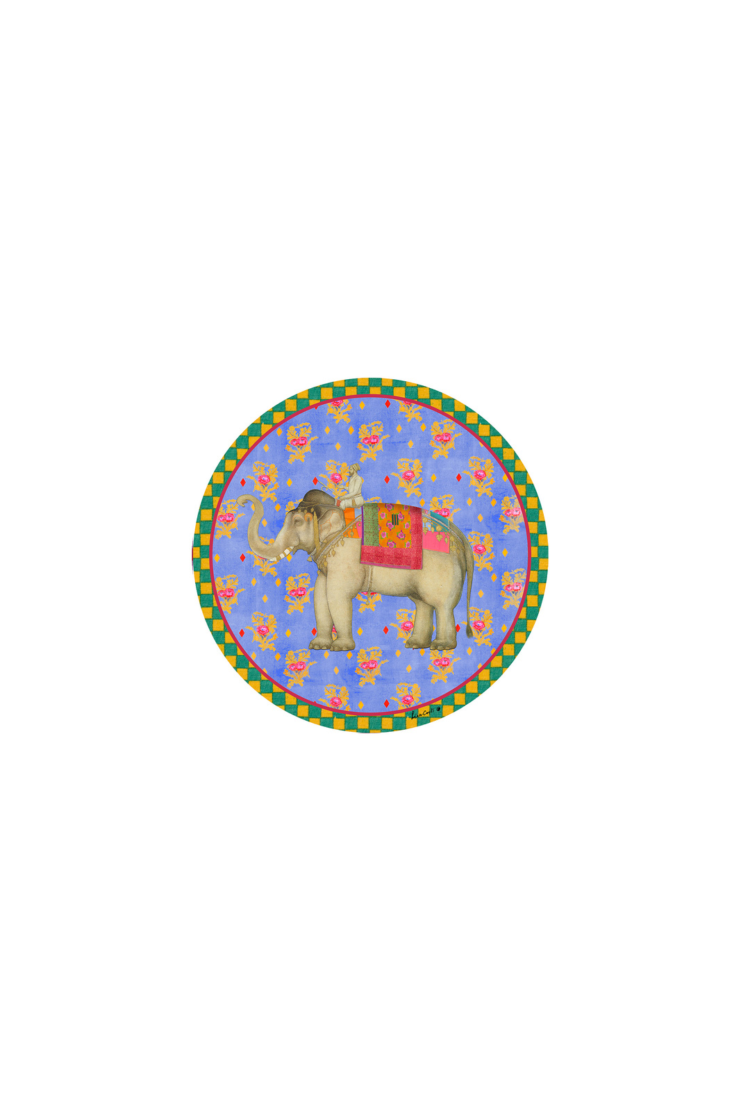 coaster 9,5cm--elephant pervinch