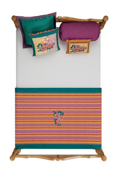 reversible quilt 110x180cm--nizam stripes aqua veronese