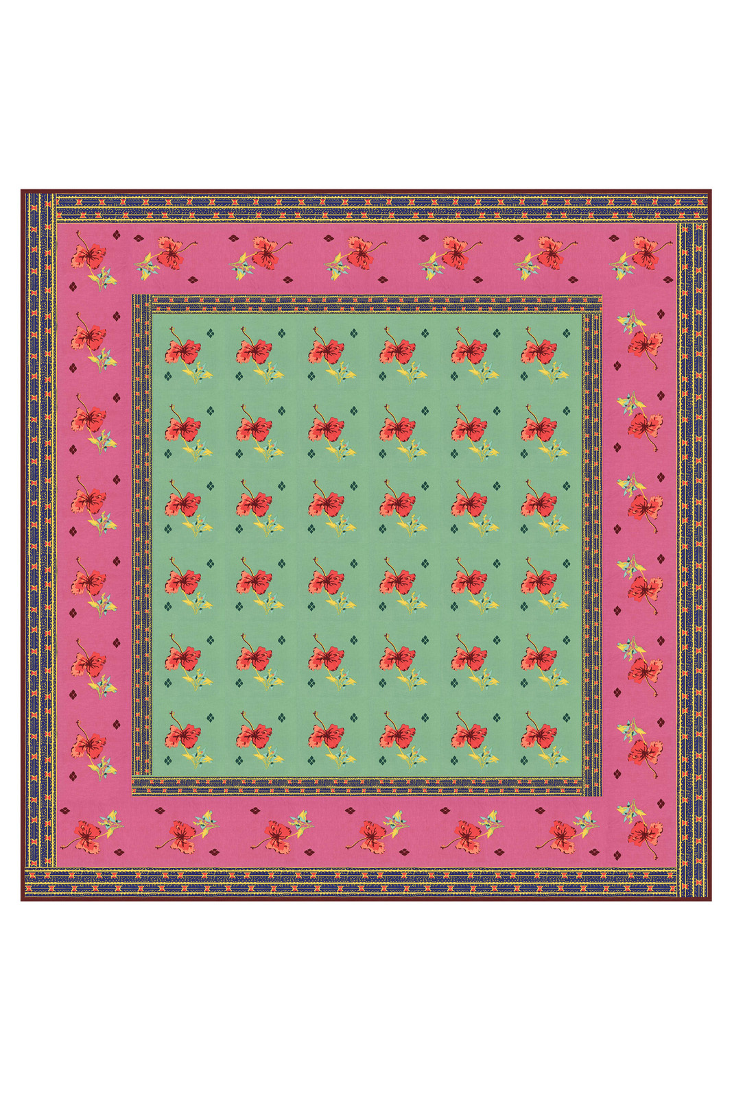 cotton cloth 250x270cm--ibisco green pink