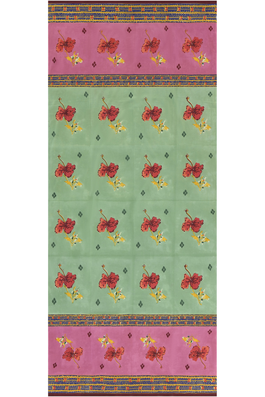 cotton muslin curtain 110x240cm--ibisco green pink
