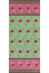 cotton muslin curtain 110x240cm--ibisco green pink