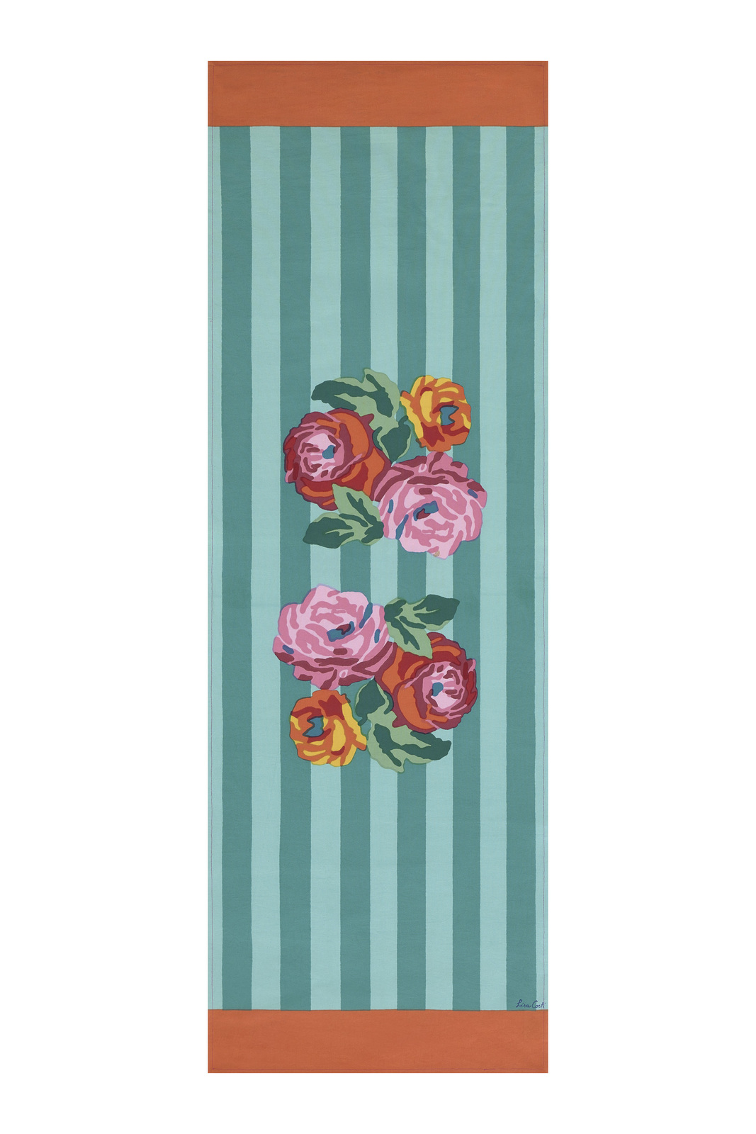 cotton runner 50x150cm--nizam stripes aqua veronese