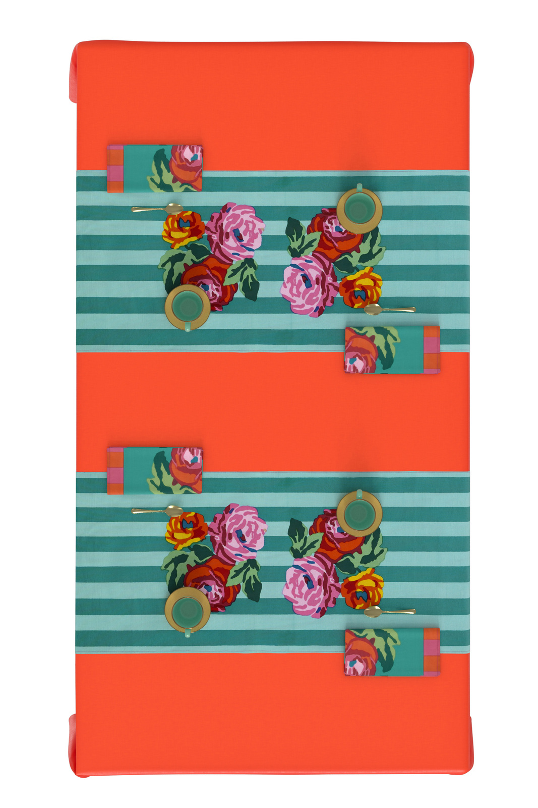 cotton runner 50x150cm--nizam stripes aqua veronese