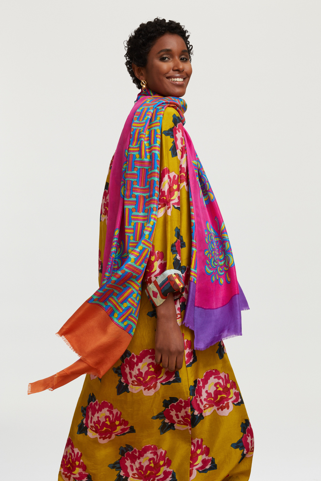 silk scarf 100x200cm--bullet magenta 