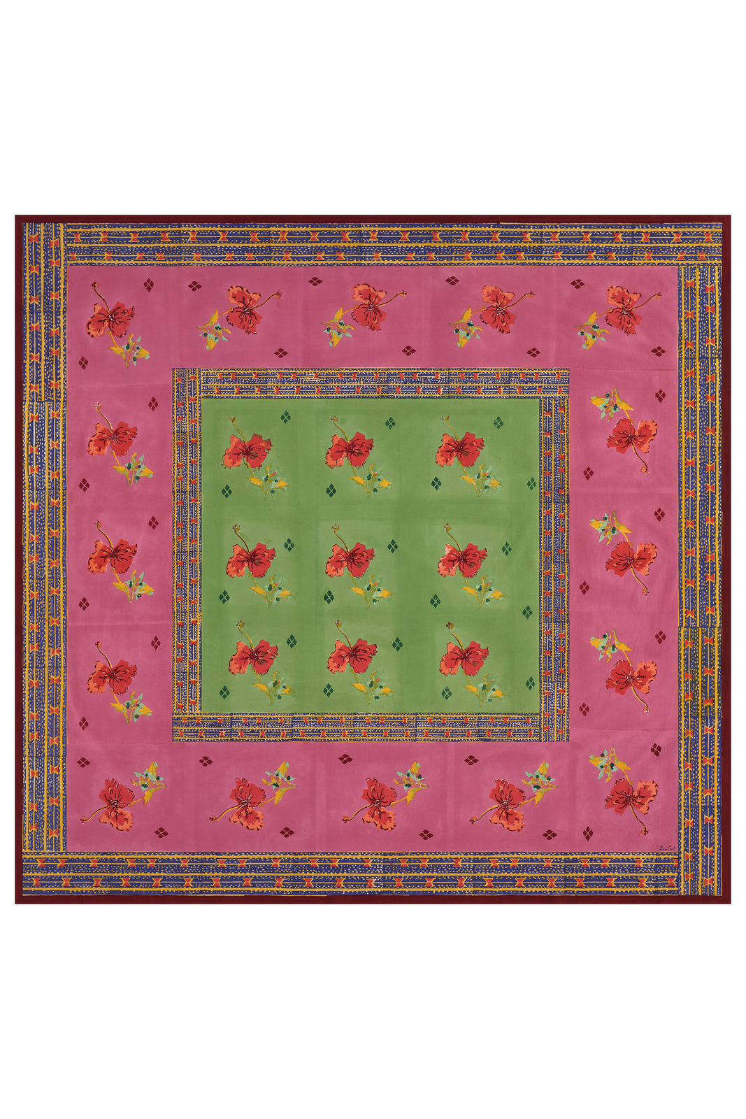 cotton cloth 180x180cm--ibisco green pink