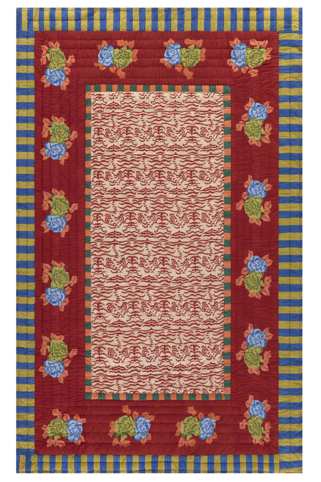 reversible quilt 180x270cm--indian tiger red