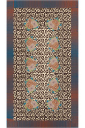 cotton cloth 140x240cm--arabesque corolla natural coffee
