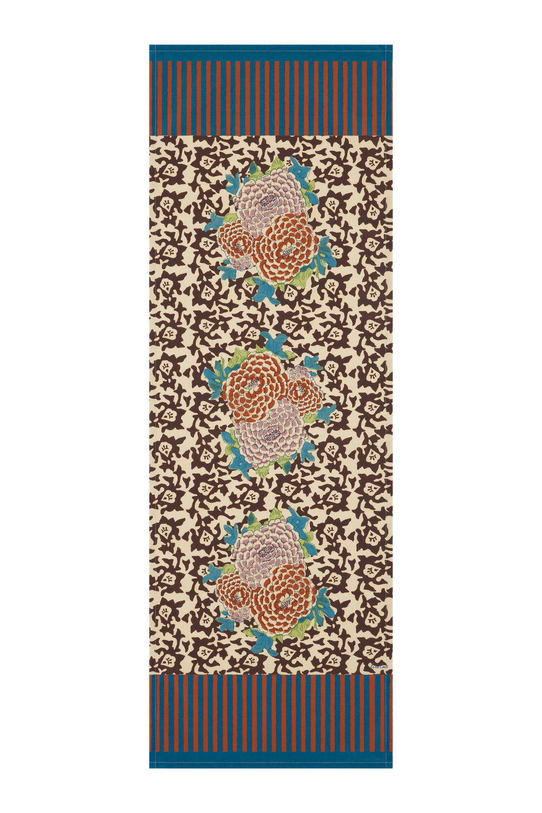 cotton runner 50x150cm--arabesque corolla natural coffee