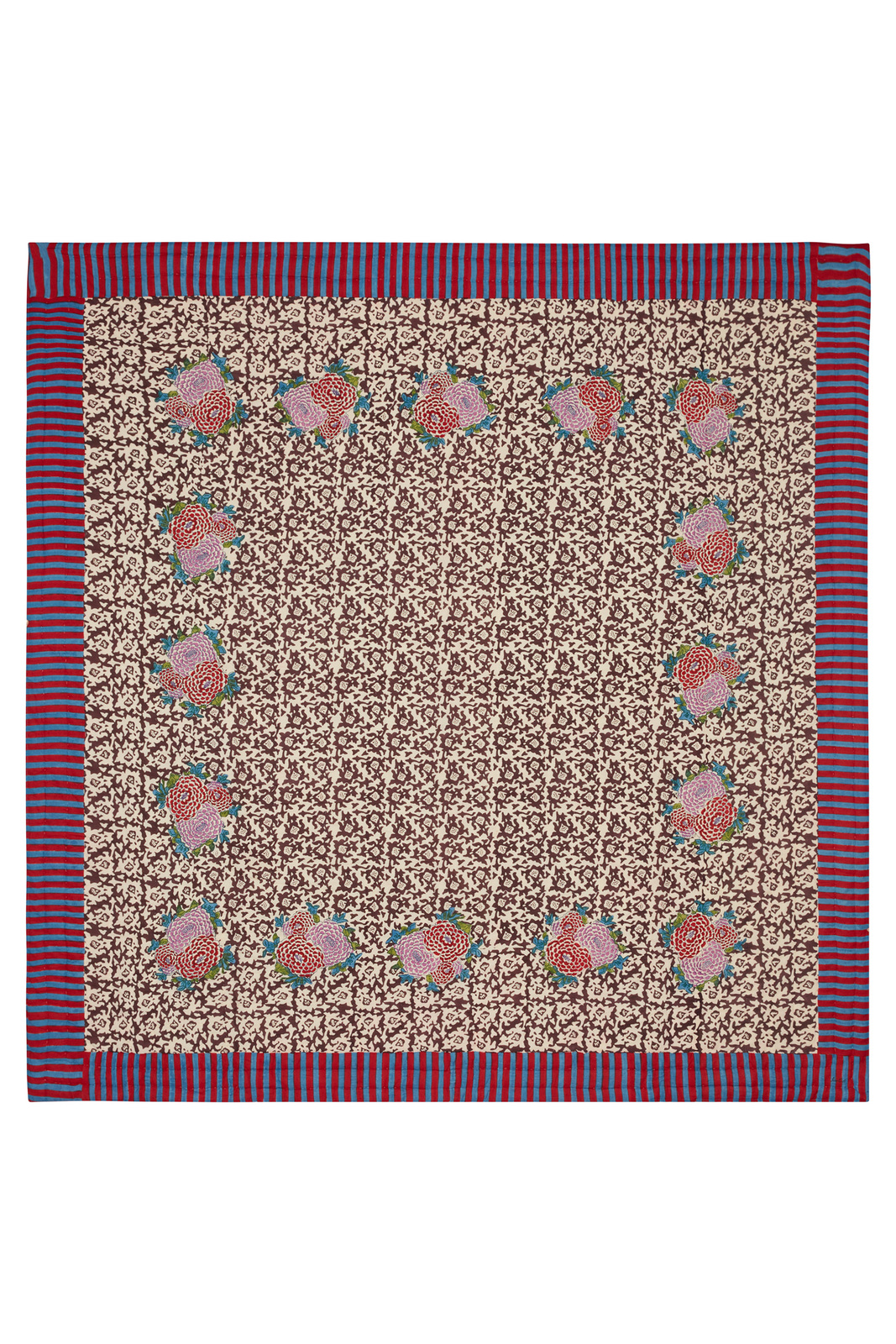 reversible quilt 250x270cm--arabesque corolla natural coffee