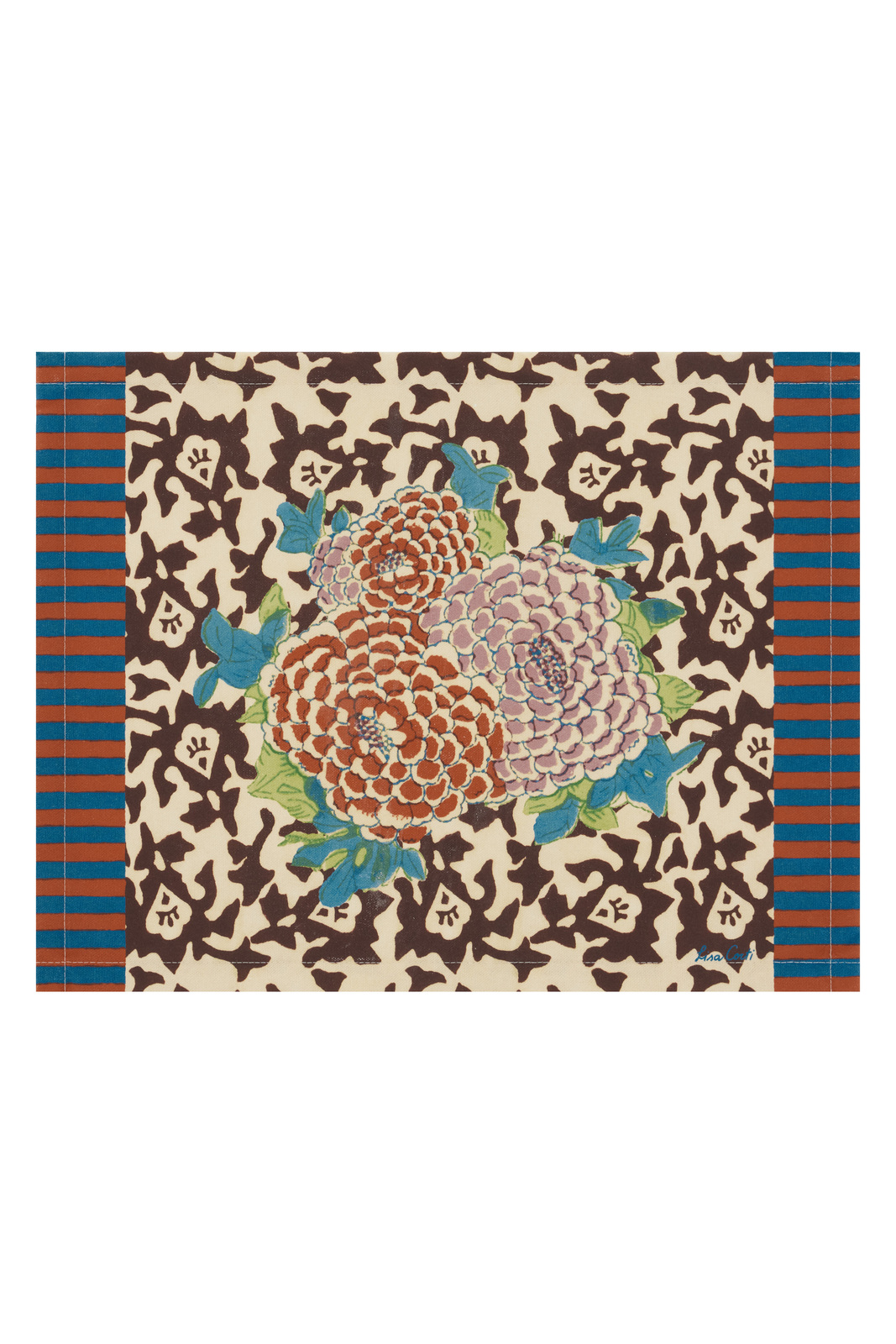 cotton placemat 35x48cm--arabesque corolla natural coffee