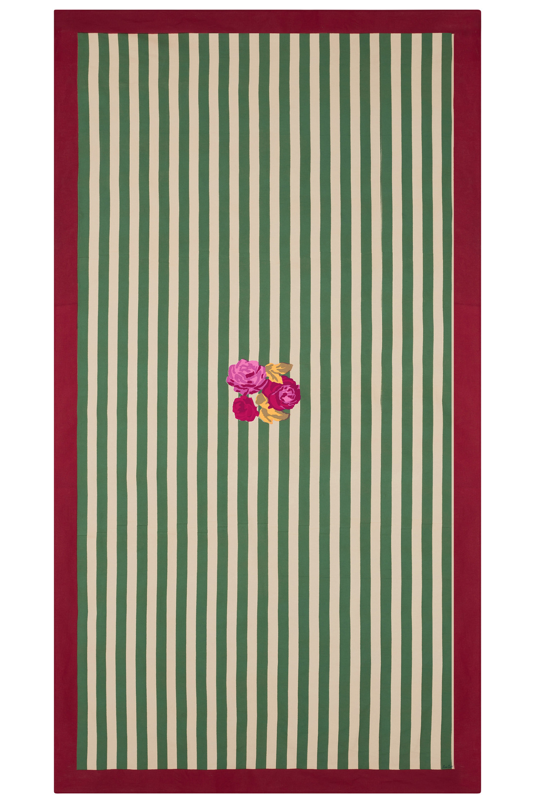 cotton cloth 180x350cm--nizam stripes green natural