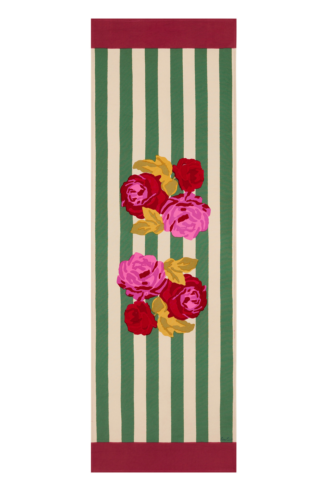 cotton runner 50x150cm--nizam stripes green natural