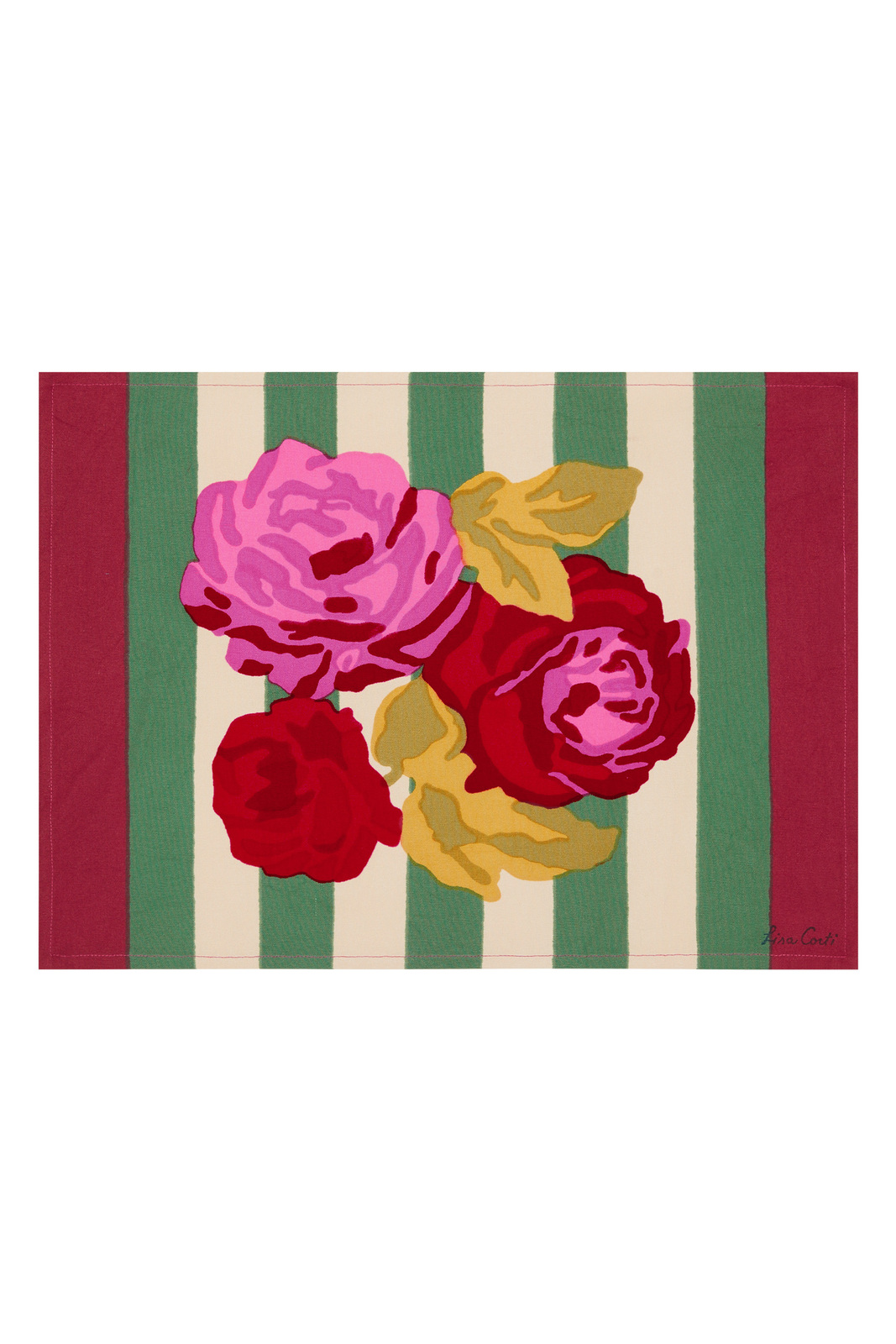 cotton placemat 35x48cm--nizam stripes green natural