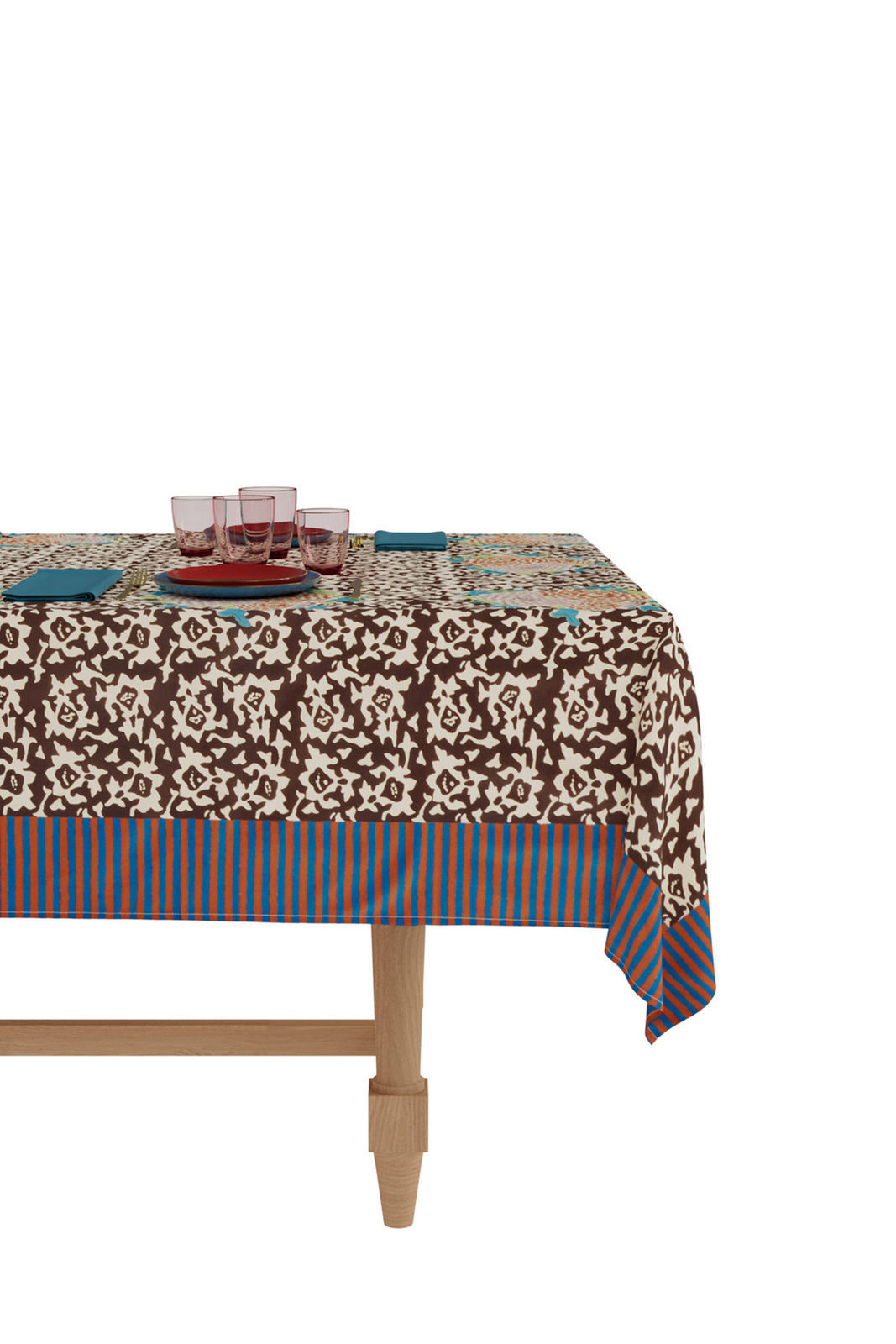 cotton cloth 180x270cm--arabesque corolla natural coffee