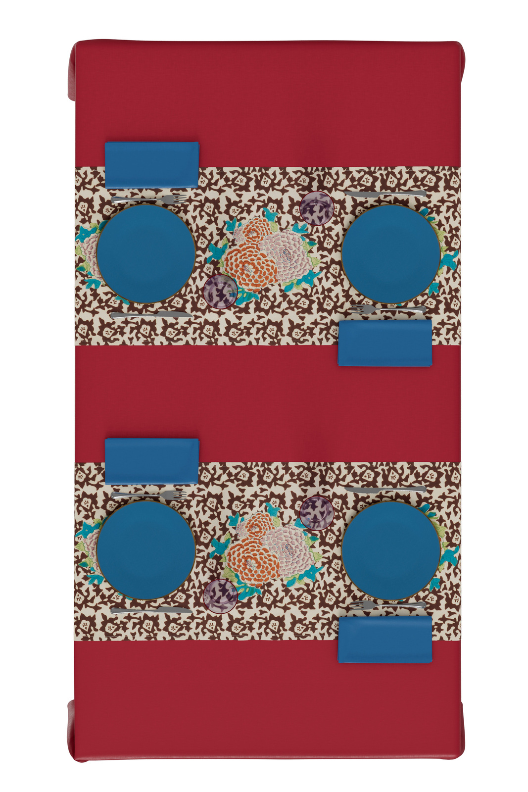 cotton runner 50x150cm--arabesque corolla natural coffee