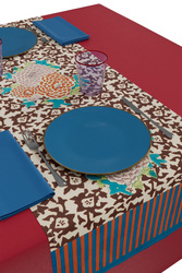 cotton runner 50x150cm--arabesque corolla natural coffee