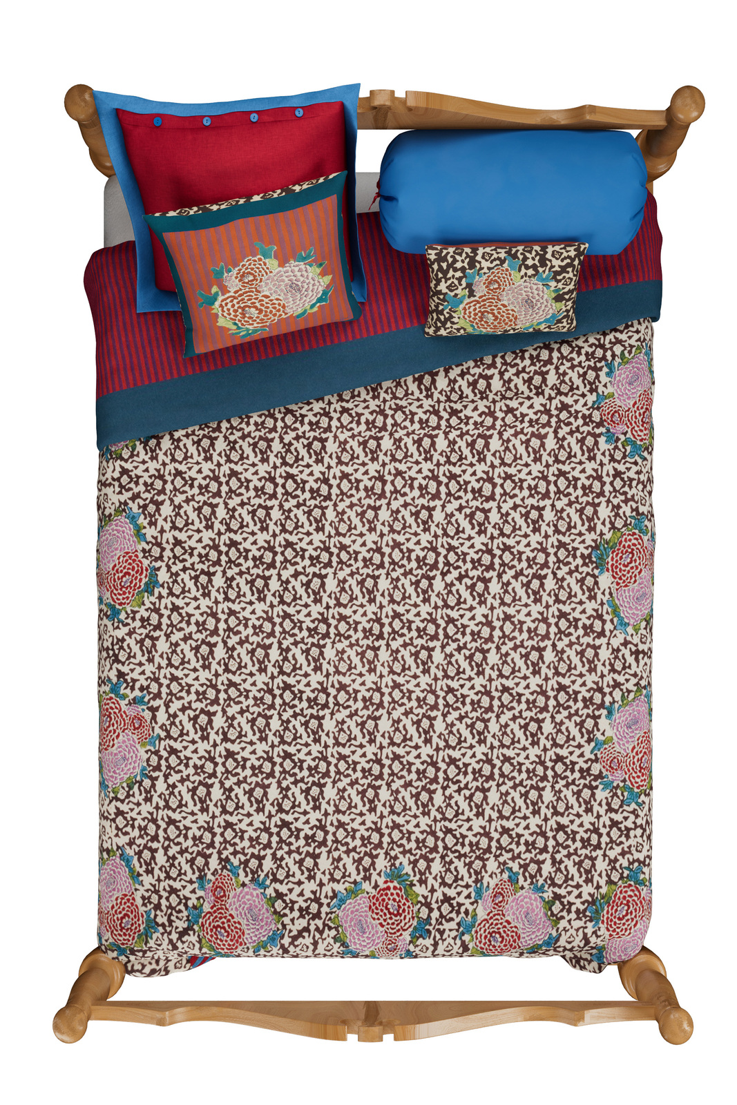 reversible quilt 250x270cm--arabesque corolla natural coffee