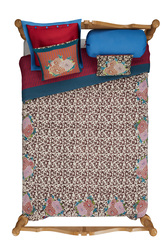 reversible quilt 250x270cm--arabesque corolla natural coffee
