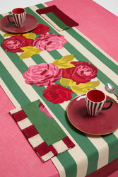 cotton runner 50x150cm--nizam stripes green natural