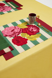 cotton placemat 35x48cm--nizam stripes green natural