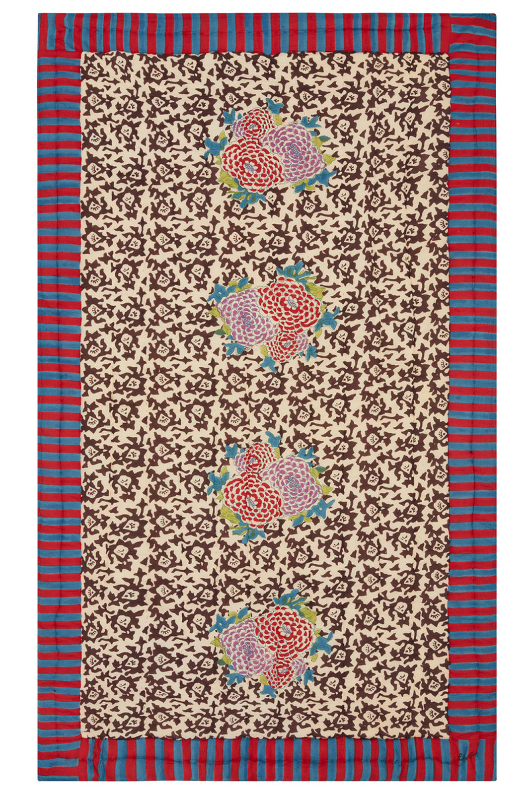 reversible quilt 110x180cm--arabesque corolla natural coffee