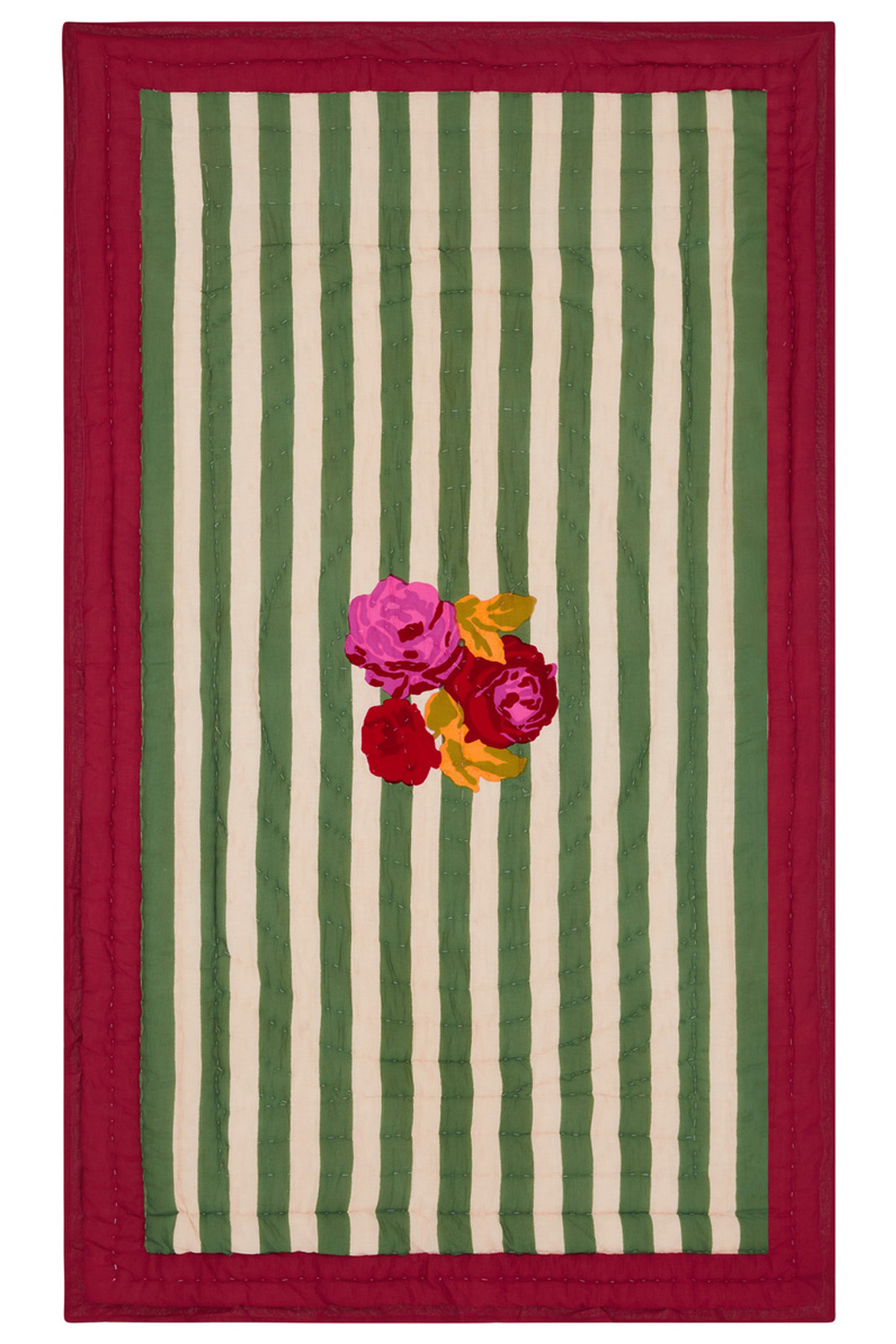 reversible quilt 110x180cm--nizam stripes green natural