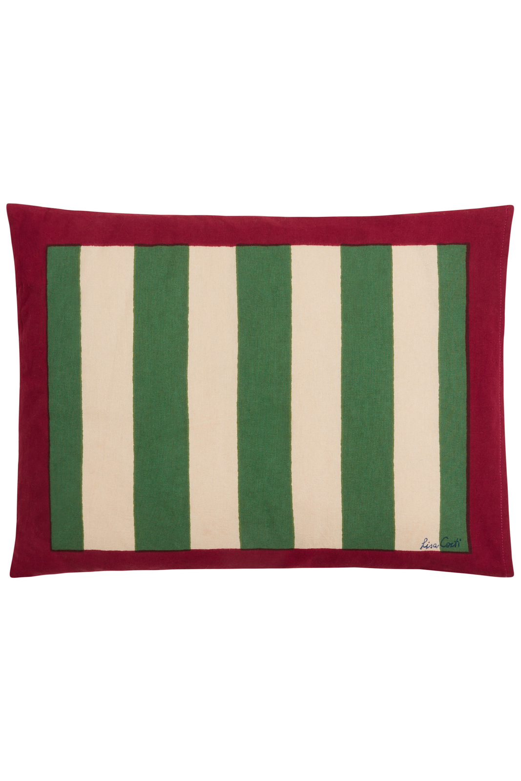 cotton cushion 30x40cm--nizam stripes green natural