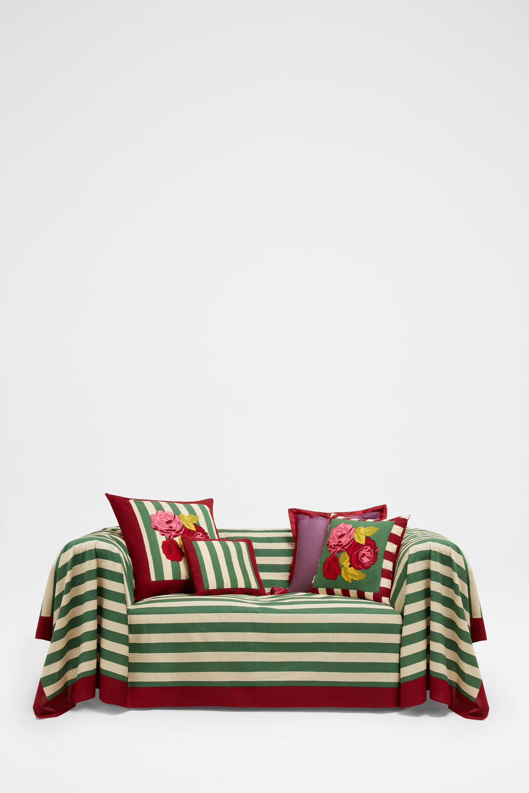 cotton cloth 220x350cm--nizam stripes green natural