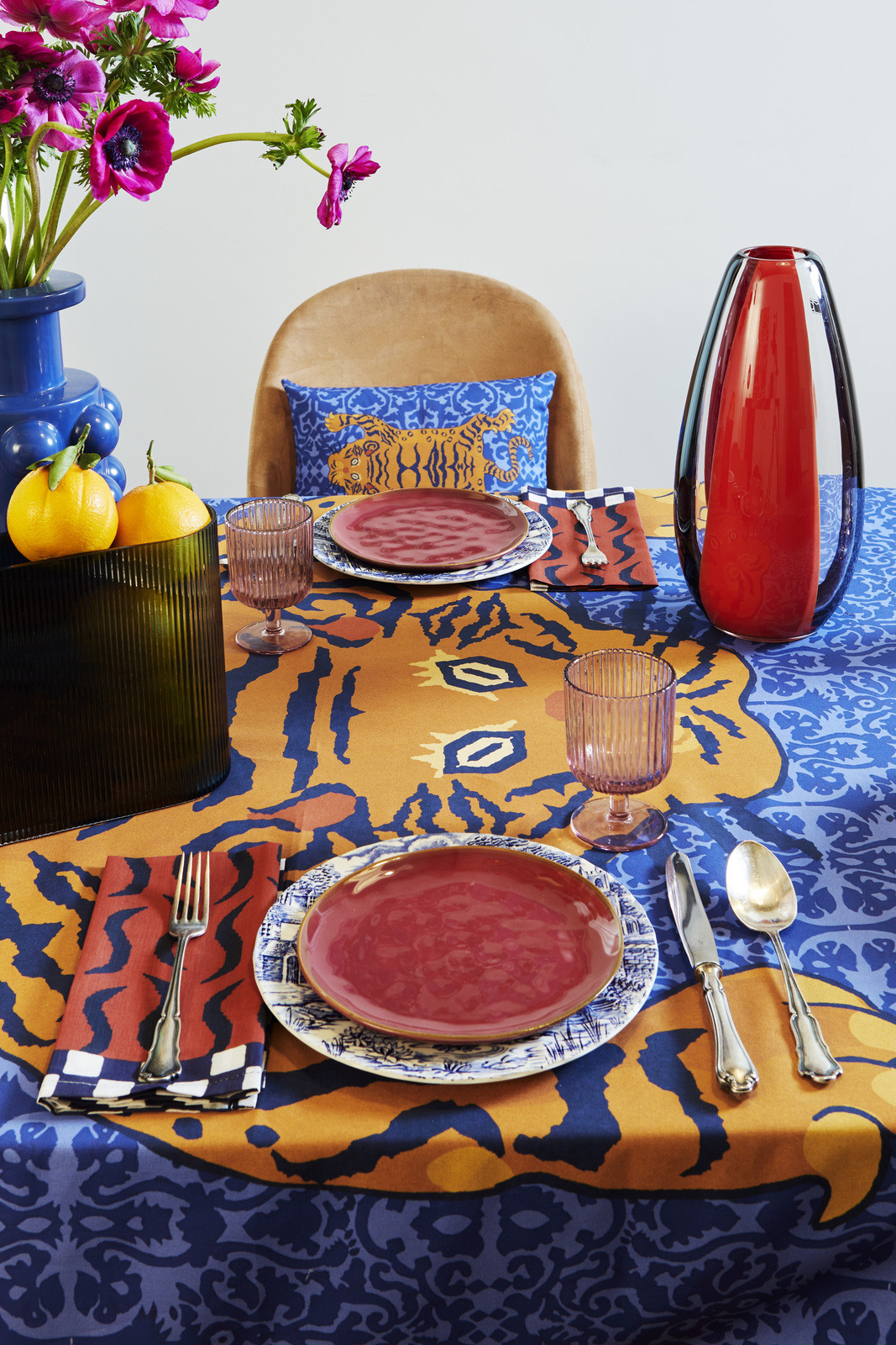 telo cotone 180x270cm--tibetan tiger celeste blue