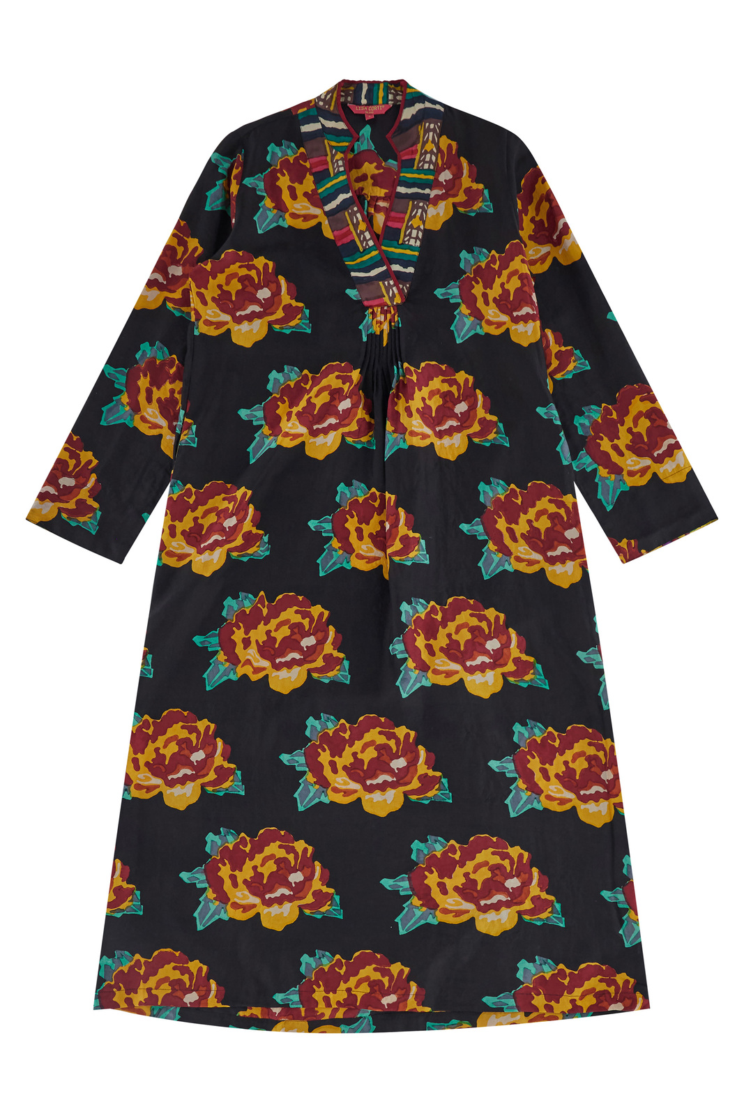 radha kaftan--tamale peony black 