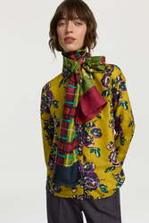 bow 38x180 habutai silk--orihime tartan olive green