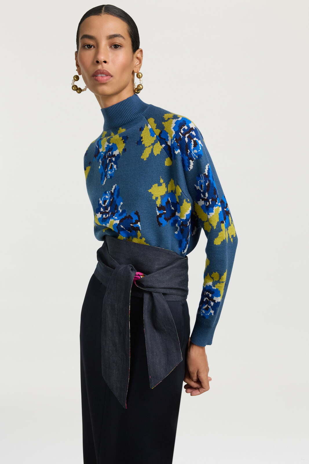 calcutta belt denim and silk--fuxia