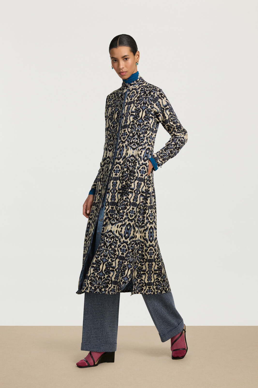 dafne duster--kasuri ikat ivory