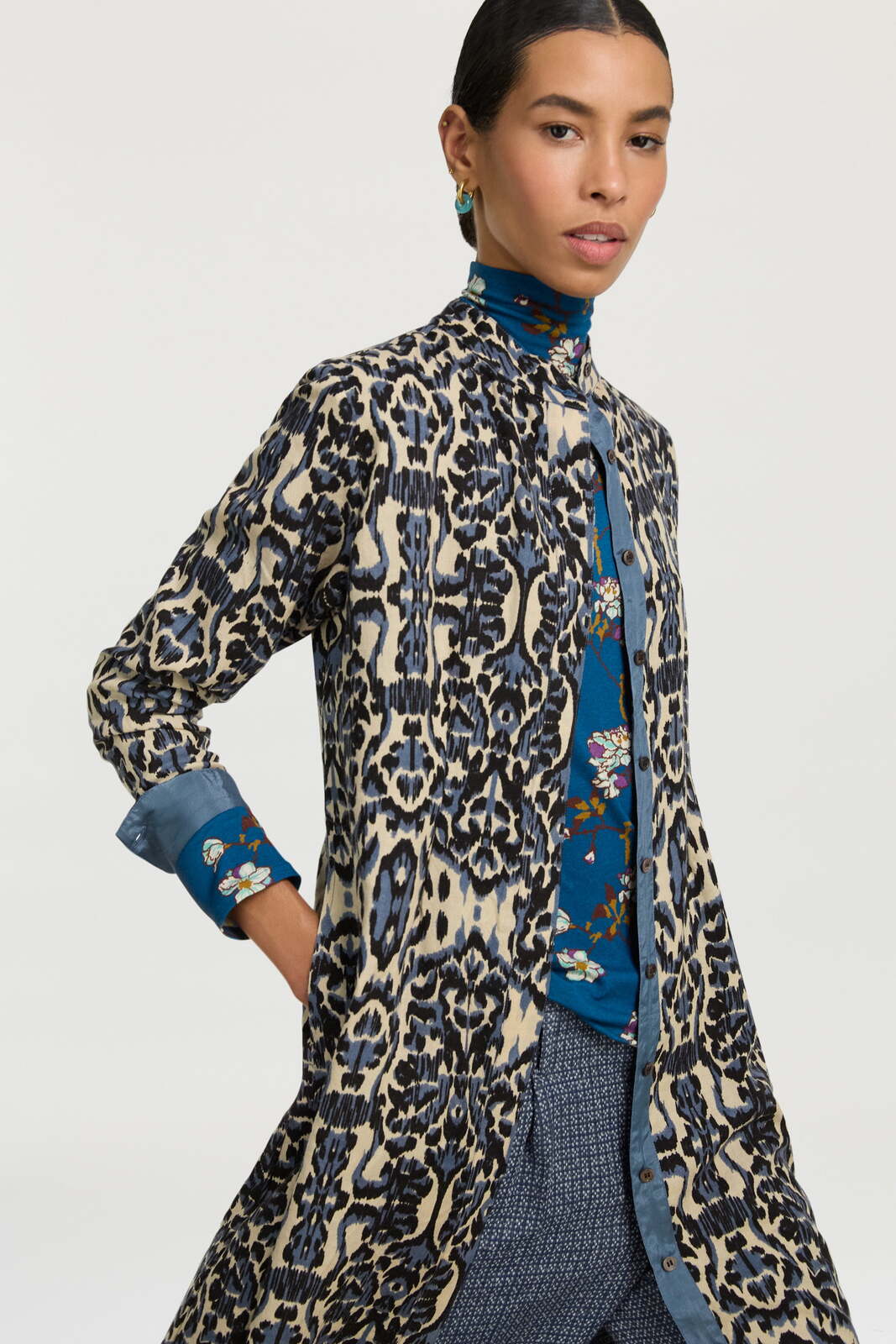 dafne duster--kasuri ikat ivory