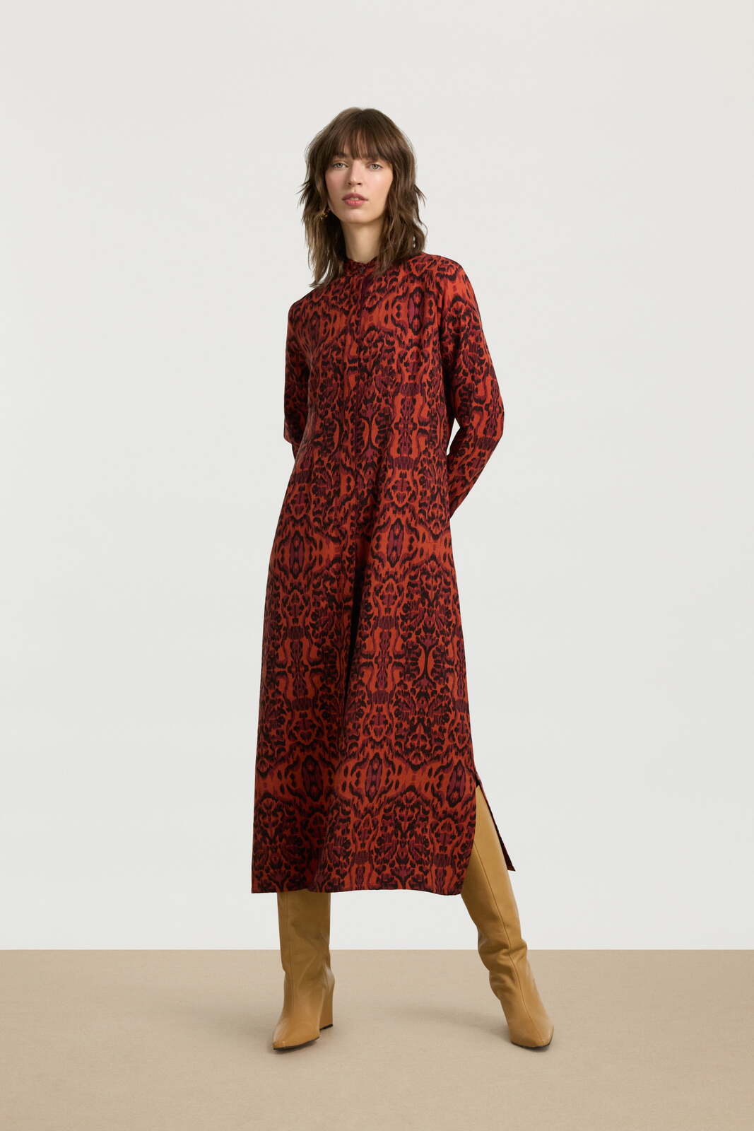 dafne duster--kasuri ikat rust