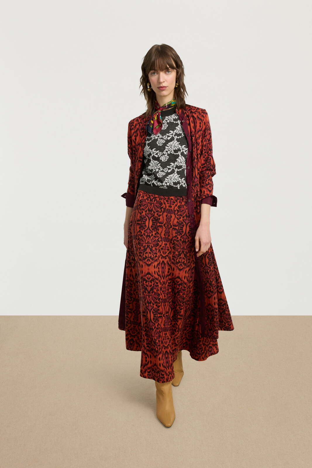 dafne duster--kasuri ikat rust