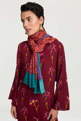 scialle in seta 100x200cm--kasuri damask rust