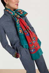 shawl silk 100x200cm--shibuia flower red