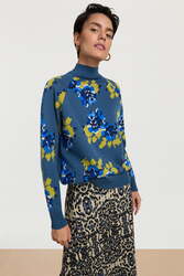 frida pullover-- gensho flower grey blue