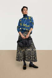 frida pullover-- gensho flower grey blue