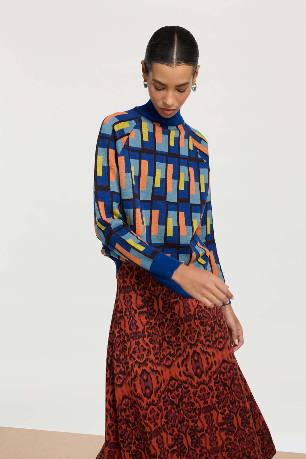 frida pullover--jaipur maze royal blue